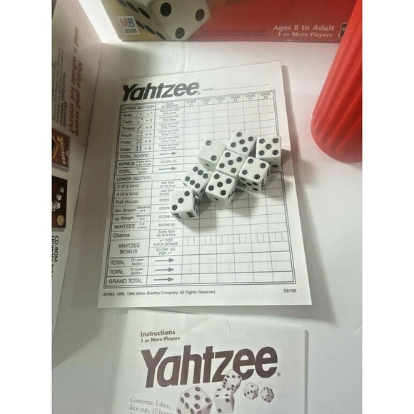 Yahtzee Replacement Dice Cup 8 Dice And Almost Full Scorecard Pad - Picture 1 of 5